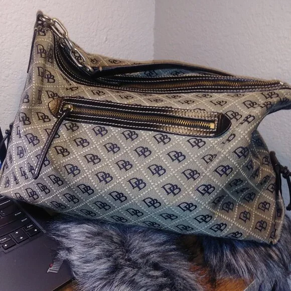 Dooney and Bourke Vintage Signature Canvas and Leather Satchel - Picture 2 of 14